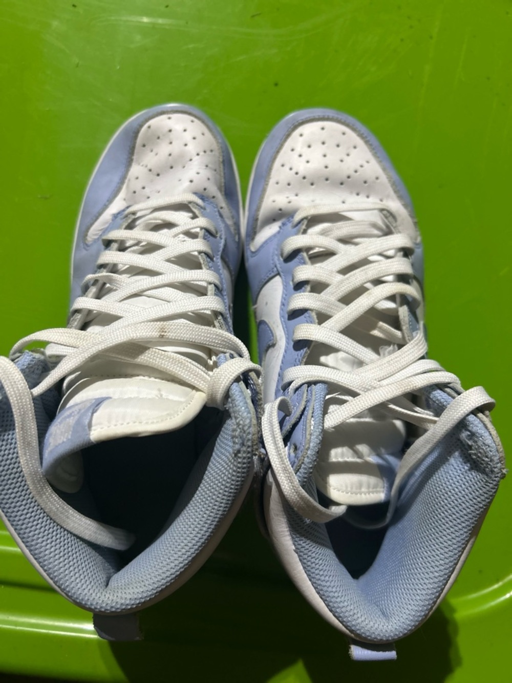 Nike White and Light Blue High-Top Sneakers